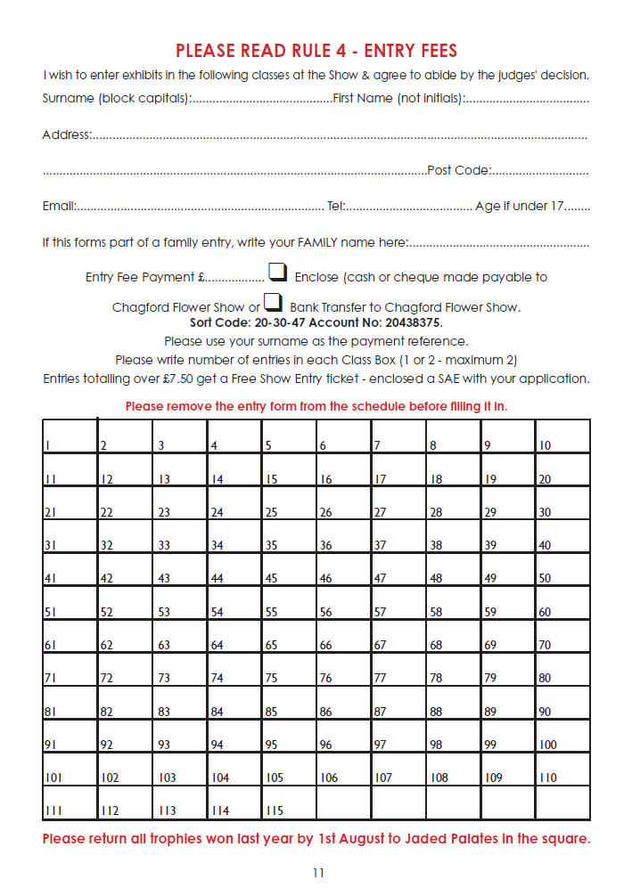 Horticultural Show 2025 Entry Form