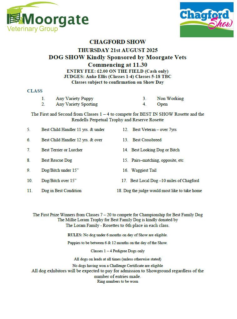 Dog Show Schedule 2025